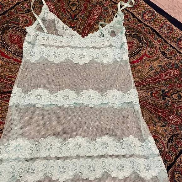 Pale Mint/Ocean Lace slip/chemise/dress Small -EUC! - Picture 4 of 4